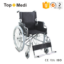 Topmedi Manual Steel Wheelchair with Detachable Footrest